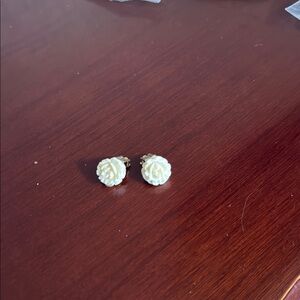 Elegant Cream Rose Stud Earrings